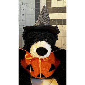 PUMPKIN BEAR WITCH HALLOWEEN FLEECE BELLY SILK CAPE SPIDER WEB HAT NO TAG chenil